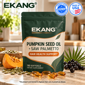 Suplemento Dietético de Aceite de Semilla de Calabaza y Saw Palmetto en Cápsulas Blandas, Hecho en EE. UU., Apoyo para la Salud del Cabello, 180 Unidades - Product Image 1