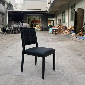Hotel Chair Black Leather Upholstered <b>Foam</b> Filled Stackable Indoor Use MHJ-HS14 - Product Image 2