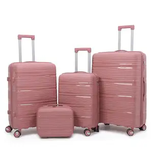 Alta qualidade fêmea 4 rodas viagem saco conjunto 4 trolley soft bagagem conjunto trolley set mala