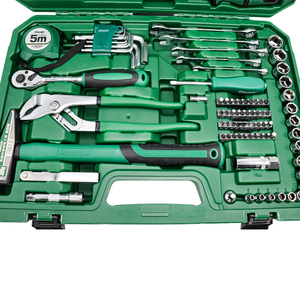 Fourniture d'usine : Ensemble d'outils de réparation mécanique de 96 pièces, boîte en plastique portable, comprenant clés mixtes, marteau, pinces et douilles à embouts - Product Image 4