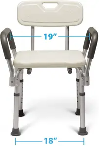 Yaşlı ve engelli yükseklik özelleştirilebilir sağlık malzemeleri için ayarlanabilir alüminyum banyo oturağı duş sandalyesi güvenlik ekipmanları