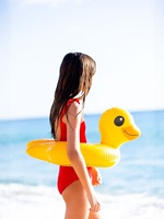 Vente en gros de jouets aquatiques en PVC pour bébé Grand canard jaune Anneau de natation en yacht Anneau gonflable de siège pour enfants Anneau gonflable de siège de canard