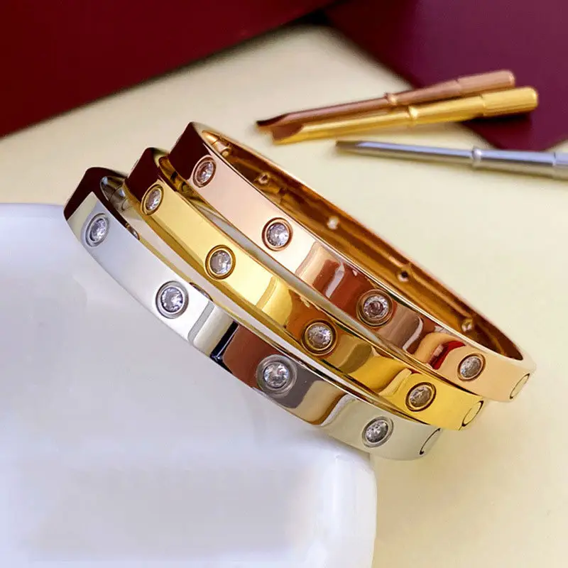 Fünfte Generation Titan Stahl 18K Rose Gold Edelstahl Schmuck klassisch Marke Schraube Liebe Nagel Armband Armbänder für Damen