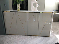 Table console en acier inoxydable métal doré bois mdf gris de luxe pour couloir