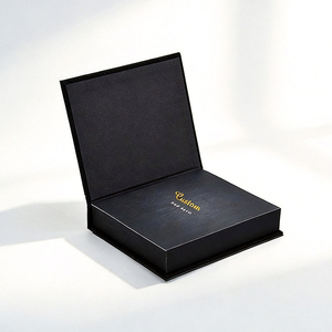 Caja Magnética de Regalo con Forma de <span class=keywords><strong>Libro</strong></span>, Negra, con Tapa Abatible, para Empaquetado de Productos Electrónicos, Estilo Vintage, Corporativa, de Lujo, con Logotipo Personalizado - Product Image 1