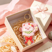 Porte-clés en peluche chat crème glacée personnalisé, léger, breloque de sac, pendentif pour cadeau souvenir, pour acheteurs en gros