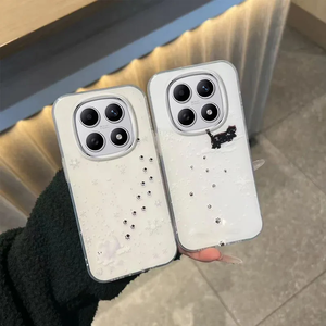 เคสโทรศัพท์ IMD สองชั้นลายเกล็ดหิมะและรอยเท้าแมวดำ เหมาะสำหรับ iPhone, Xiaomi, Samsung, OPPO และ Vivo - Product Image 1