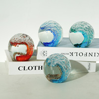 Boule de bulles d'art en verre Vente en gros Décoration de maison et de bureau Boule de vagues océaniques Cadeaux de collection Boule de cristal sur le thème de l'océan
