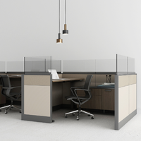 Modern Office Partition Cubicle Modular Workstation Desk Table with Glass Privacy Panel