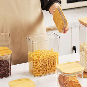 Contenitore per alimenti sigillato <span class=keywords><strong>trasparente</strong></span> con coperchio in bambù-contenitore di conservazione in plastica per animali domestici - Product Image 3