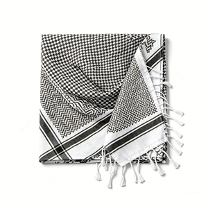 Shemagh Auténtico Estilo Jordano con Borlas Largas y Pesadas, Bufanda Árabe Tradicional Roja y Blanca, Keffiyeh Premium con Flecos - Product Image 5