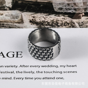 European American Style Vintage <b>Titanium</b> Steel <b>Ring</b> Woven Design Punk Men's Fashion Jewelry SA710 - Product Image 3