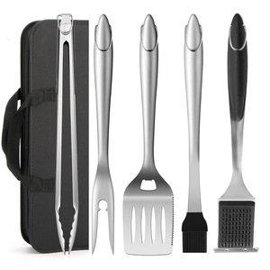 Kit d'outils de barbecue en acier inoxydable : Spatule, fourchette, pinces, brosse, brochettes – Ensemble d'ustensiles de cuisson pour barbecue - Product Image 1