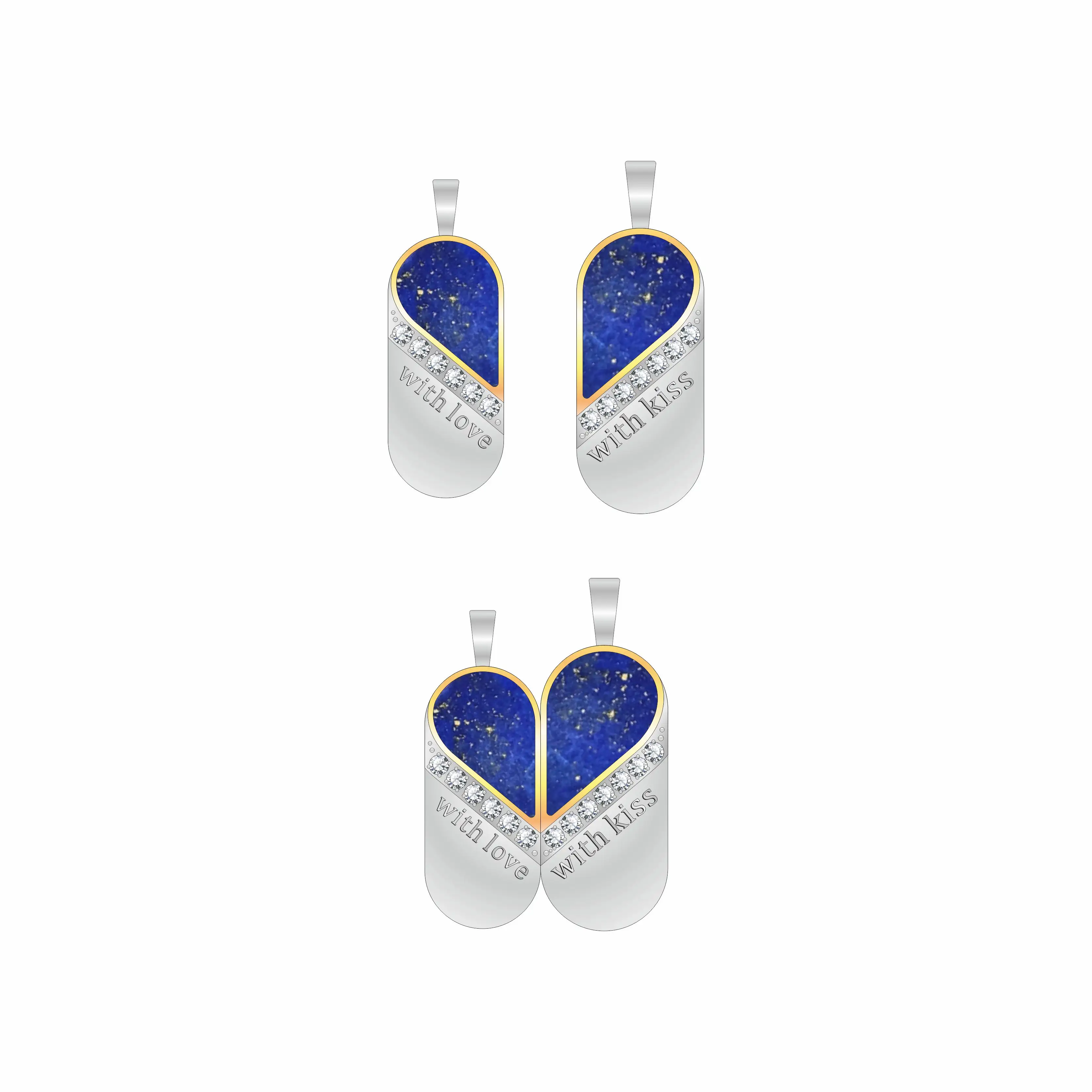 Con amore con collana coppia magnetica bacio Set 2 pezzi all'ingrosso