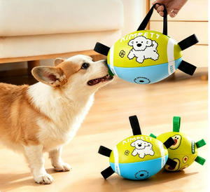 Jouets de rugby indestructibles pour chiens avec sangles de traction, jouets de football interactifs durables et résistants aux morsures pour les jeux de la corde. - Product Image 4