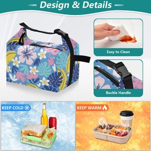 Hawaii Neutral Ocean Cartoon Print Durable Polyester Insulated Lunch Bag Cooler Bag for Picnic BBQ Food Takeout Delivery - Product Image 4