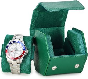 Étui de voyage pour montre en <span class=keywords><strong>cuir</strong></span> Saffiano, étui en <span class=keywords><strong>cuir</strong></span> pour 1 montre et bracelets précieux (vert) - Product Image 1