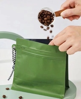 Sacs d'emballage pour café imprimés sur mesure, pochettes à fond plat, sacs en plastique refermables avec fermeture éclair pour grains de café torréfiés, vente en gros