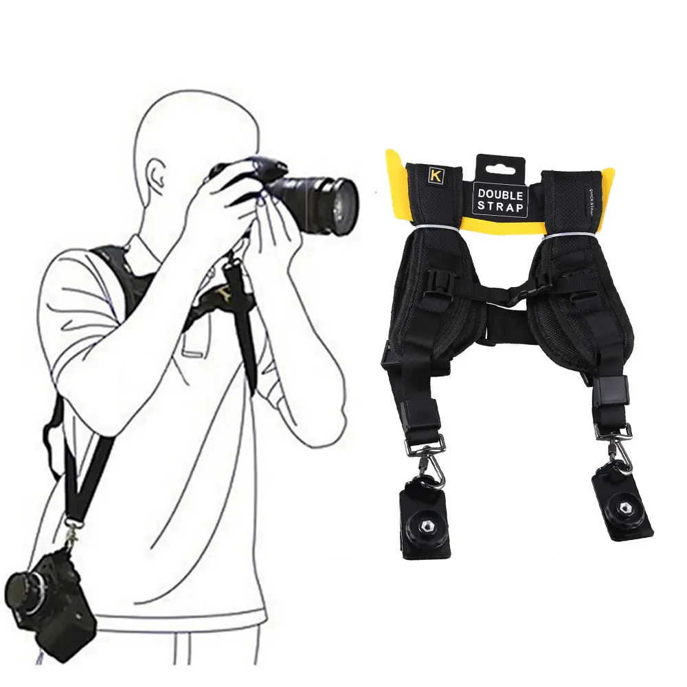 Camera Double Dual Shoulder Strap Quick Rapid Sling Belt for Canon Nikon Sony 2 Cameras Digital DSLR Adjustment Strap