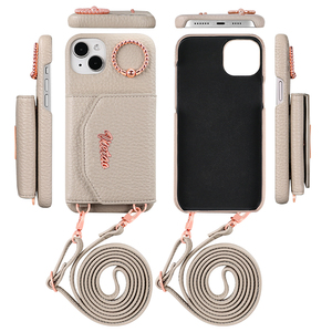 Étui de téléphone en cuir de <span class=keywords><strong>luxe</strong></span> VIETAO, <span class=keywords><strong>porte</strong></span>-téléphone multifonction avec bandoulière, cadre plaqué or rose pour 15 Pro Max - Product Image 4