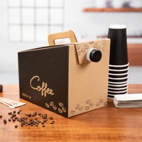 Transporteur ondulé jetable imprimé avec poignée serveur de boissons en vrac à aller boîte O 'Joe distributeur boîte de voyageur de café