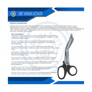 DADDY D PRO Ciseaux de traumatologie EMT de haute qualité 7.5 ''Ciseaux à pansement médical Ciseaux de premiers soins paramédicaux multicolores CE ISO - Product Image 1