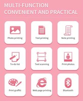 Printer Foto Ponsel Mini Portabel 50mm dengan Antarmuka USB/BT/Nirkabel Pencetakan Termal 203dpi Warna Biru/Pink Tersedia