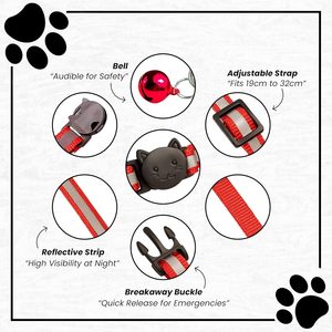 Collier Réfléchissant pour Chat Version Améliorée avec Boucle Tête de Chat, Sûr et Réglable en Nylon Léger Rayé, pour Chat et Chien, avec Clochette - Product Image 3