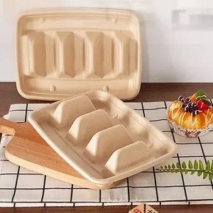 Taco Holder Sugarcane Good Quality Customized Compostable Bagasse Takeaway Food Tray
