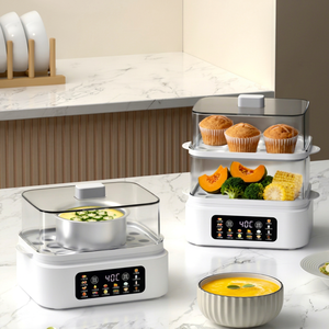Double Layer <b>Electric</b> Egg Cooker Automatic Shut Touch Control 2.5-Quart Capacity Breakfast Multifunction Food <b>Steamer</b> for - Product Image 1