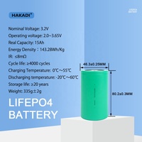 HAKADI Vente chaude Batteries Lifepo4 3.2V 15Ah rechargeables de marque d'origine neuves de qualité A 4680 pour système solaire, camping-car, véhicule électrique, audio de voiture