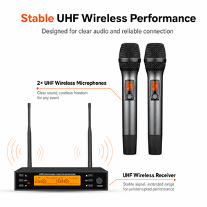 U100R Duales Kabelloses Handmikrofon-System mit 2 Dynamischen Handmikrofonen, Empfängerstation - für PA, Karaoke, <span class=keywords><strong>DJ</strong></span>-Partys - Product Image 3