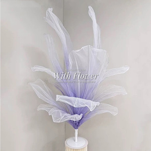 פרח ענק מבד אורגנזה משי, בעבודת יד, בהתאמה אישית, לקישוט שולחן חתונה, רקע לאירועים ומסיבות. - Product Image 3