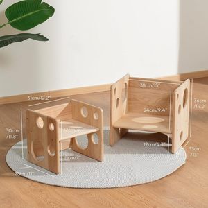 Multi-functional <b>Foldable</b> Solid Wood Children's <b>Study</b> Dining <b>Table</b> Chair Set Footstool Ergonomic School Bedroom Park Modern - Product Image 2