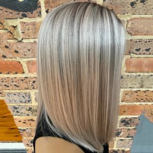 Pelucas de Cabello Humano Brasileño Remy con Reflejos Rubios <span class=keywords><strong>Ceniza</strong></span>, Corte Bob <span class=keywords><strong>Corto</strong></span>, Cutícula Alineada, Grado 10A, Encaje Transparente HD, Venta al Por Mayor - Product Image 4