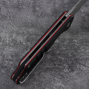 Navajas de bolsillo personalizadas al por mayor, cuchillo plegable con botón pulsador, hoja de Damasco de 3 pulgadas, cuchillo táctico EDC de supervivencia y caza con mango G10 - Product Image 5