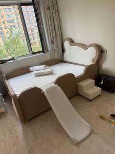 Girls Cute Wood Full Size Daybed <b>with</b> Stars and <b>Slide</b> Comfortable Modern Bedroom Cotton Upholstery Furniture - Product Image 3