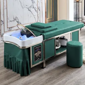 Silla de masaje de estilo tailandés para lavado de cabello, cabezal de spa, cama de champú para fumigación