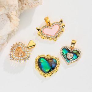 Nouveau Collier Pendentif Cœur en Laiton Plaqué Or 18K avec Zircon Cubique, Charme Cœur d'Amour Coloré de Luxe pour Femme, Bijoux HD521 - Product Image 2