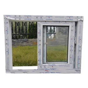 Janela de PVC deslizante de vinil de vidro duplo UPVC para janelas de impacto de furacão à prova de vento à prova de som