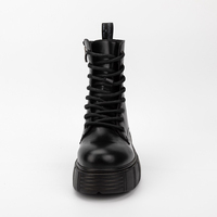 OEM ODM desain kustom musim gugur ritsleting belakang sepatu bot chunky atas kulit sapi