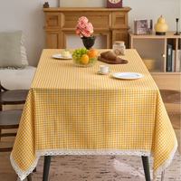 Nappe Rectangulaire en Coton et Lin Rayée Style Japonais avec Bordure en Dentelle, Multi-usages pour Salle à Manger et Chambre, Fabriquée en Chine