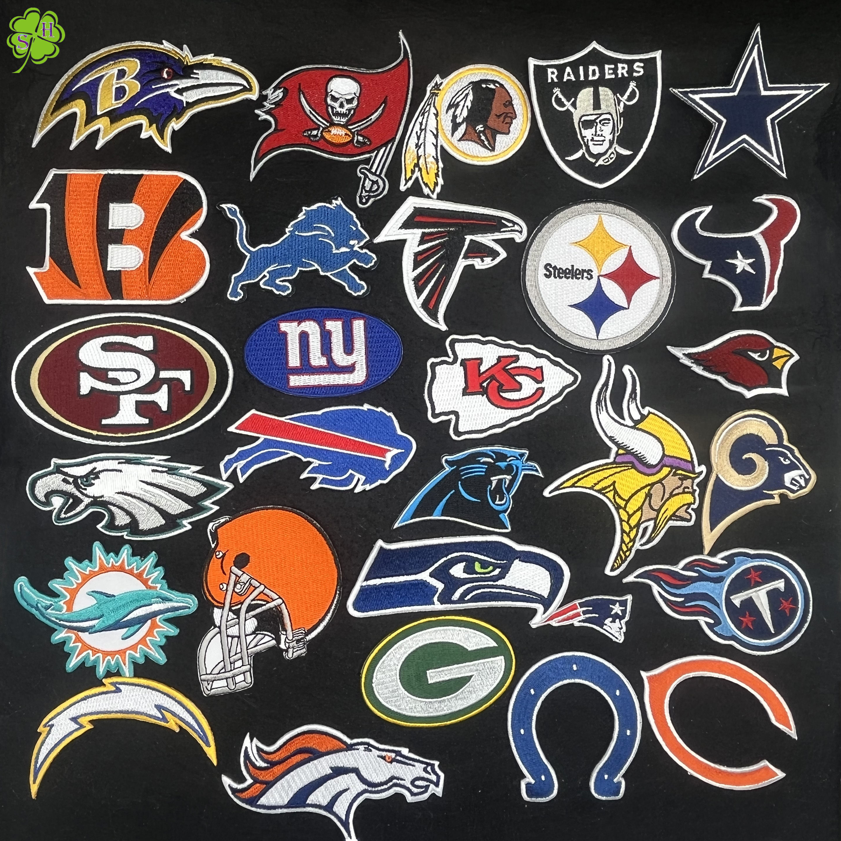 Nfl Team Names Stylized Custom Sports Team Logo Appliques Embroidery TPU, image size:2880x2880