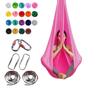 Kit de balançoire de <span class=keywords><strong>yoga</strong></span> <span class=keywords><strong>aérien</strong></span> ultra-résistant anti-gravité, hamac de <span class=keywords><strong>yoga</strong></span> <span class=keywords><strong>aérien</strong></span> en tissu nylon premium, écologique, pour amincissement corporel, 5x2.8M de hauteur - Product Image 1