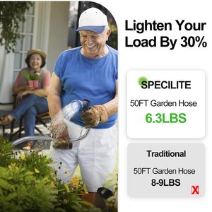 Tuyau d'arrosage de jardin en acier inoxydable 304 de 50 pieds, tuyau d'eau robuste avec buses pour la cour, longueur personnalisable - Product Image 3