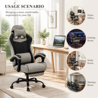 Chaise de jeu ergonomique avec repose-pieds, pivotante et inclinable, en velours, pour bureau, hauteur réglable, vérin à gaz 3 positions, personnalisable