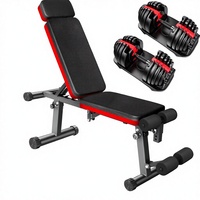 Banc de musculation CuteeFox + Ensemble d'haltères réglables 24 kg (2,5-24 kg, 15 niveaux, réglage rapide, design pliable pour abdominaux et dos)