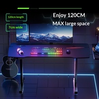 Bureau d'ordinateur intégré pour la maison, le bureau ou la chambre, réglable en hauteur, en bois massif, avec éclairage LED électrique, personnalisable