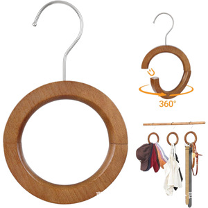 Anillo de madera para bufandas, colgador giratorio de 360 grados para organizar ropa, corbatas y sombreros - Product Image 5