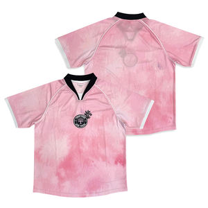 कस्टम स्ट्रीट शैली फुटबॉल जर्सी गुलाबी सबलिमिनेशन डिजाइन रंग फैशन कढ़ाई लोगो ने फुटबॉल शर्ट - Product Image 1